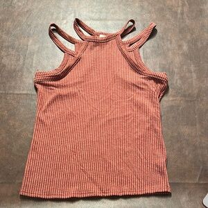 Women's Ribbed Strappy Top - Rust